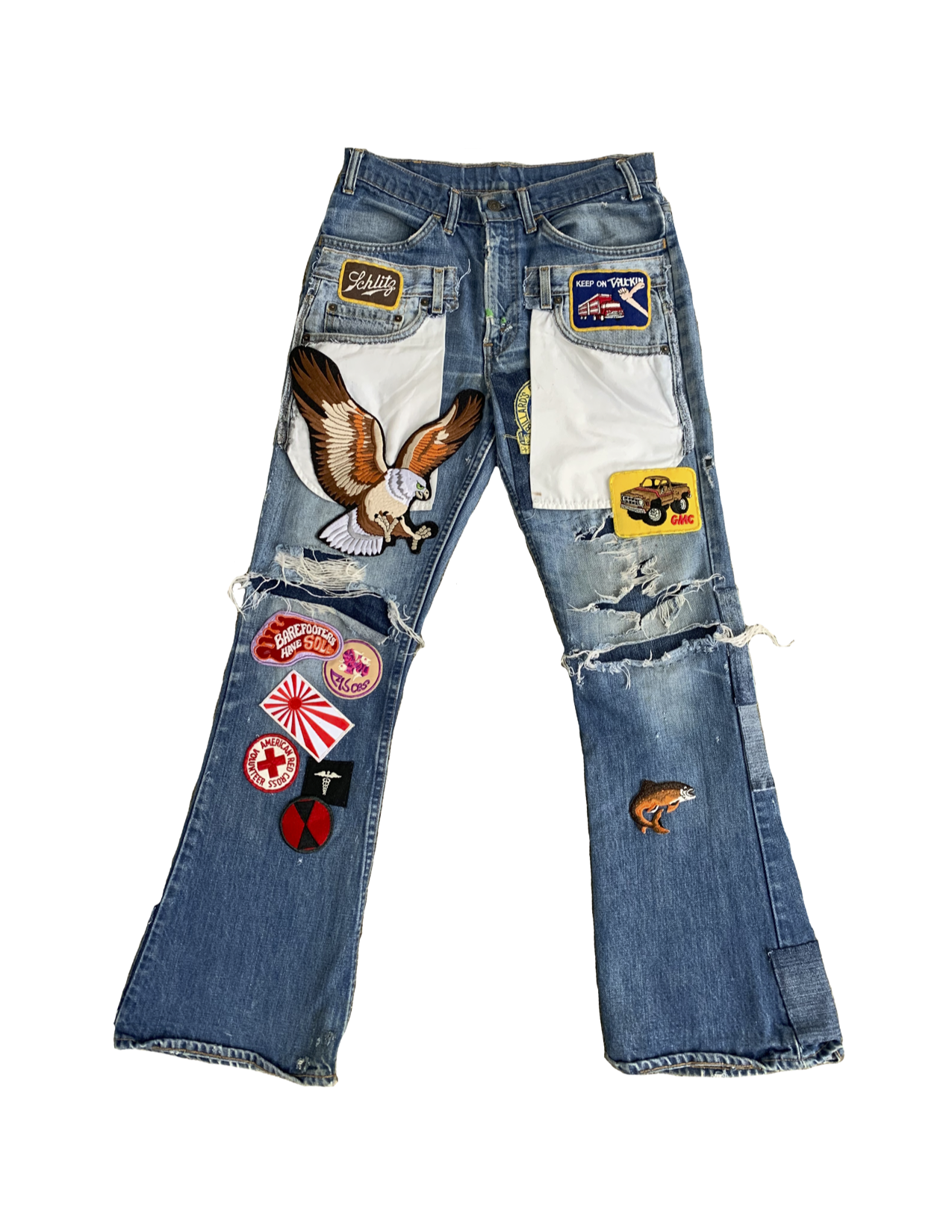 パンツ 70s Levi's Corduroy Patchwork Flare FRUIT 1970s Levi's Orange Tab Flare Patchwork Denim – ffrruuiitt