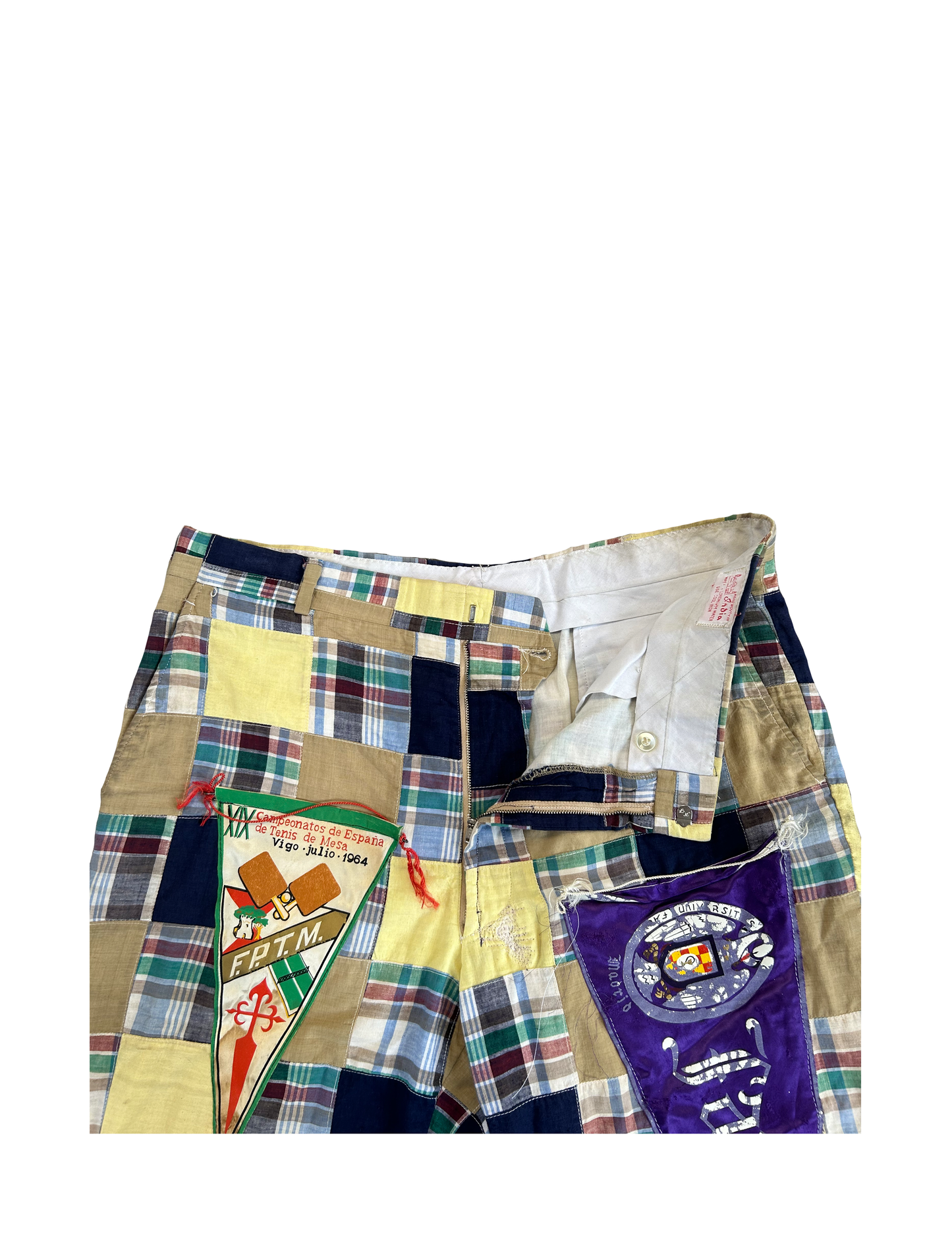 Patchwork Plaid Trousers With Penants