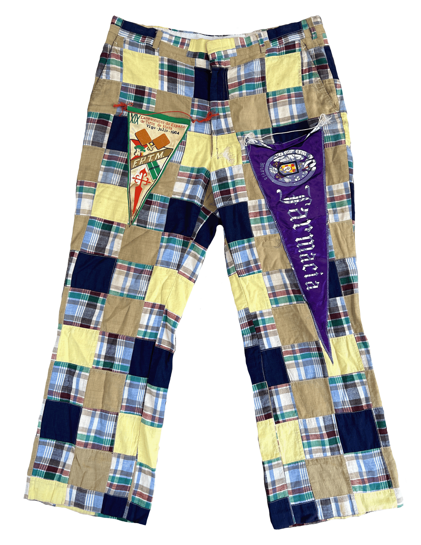 Patchwork Plaid Trousers With Penants