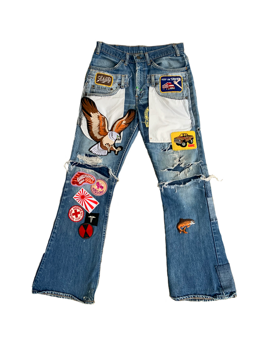 FRUIT 1970s Levi's Orange Tab Flare Patchwork Denim